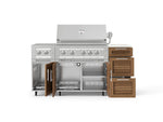 NewAge Outdoor Kitchens Outdoor Grill Island Stainless-Steel Louvered Doors 6-Piece Cabinet Set with Casters and 3-Drawer, Grill Cabinet, Platinum Grill, Dual Side Burner and Dekton in Aeris Countertop - (Liquid Propane) 