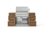 NewAge Outdoor Kitchens Outdoor Grill Island Stainless-Steel Louvered Doors 6-Piece Cabinet Set with 3 Drawers, Grill Cabinet, Platinum Grill and Dekton in Aeris Countertops - (Liquid Propane) 