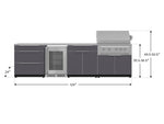 NewAge Outdoor Kitchens Aluminum 7-Piece Cabinet Set with 3-Drawer, Bar, Grill Cabinet, Platinum Grill, Countertops and Fridge-66562-Garage Giant 
