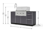 NewAge Outdoor Kitchens Outdoor Grill Island Aluminum 5-Piece Cabinet Set with Sink, 3 Drawer, Grill Cabinet, Performance Grill and Stainless Steel Countertop - (Natural Gas) 