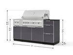 NewAge Outdoor Kitchens Outdoor Grill Island Aluminum 6-Piece Cabinet Set with 3-Drawer, Grill Cabinet, Platinum Grill, Dual Side Burner and Dekton in Sirius Countertop - (Liquid Propane) 