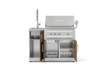 NewAge Outdoor Kitchens Outdoor Grill Island Stainless-Steel Louvered Doors 3-Piece Cabinet Set with Sink, Grill Cabinet and Platinum Grill-75363-Garage Giant 