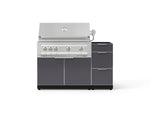 NewAge Outdoor Kitchens Outdoor Grill Island Aluminum 3-Piece Cabinet Set with 3-Drawer, Grill Cabinet and Platinum Grill - (Natural Gas) 