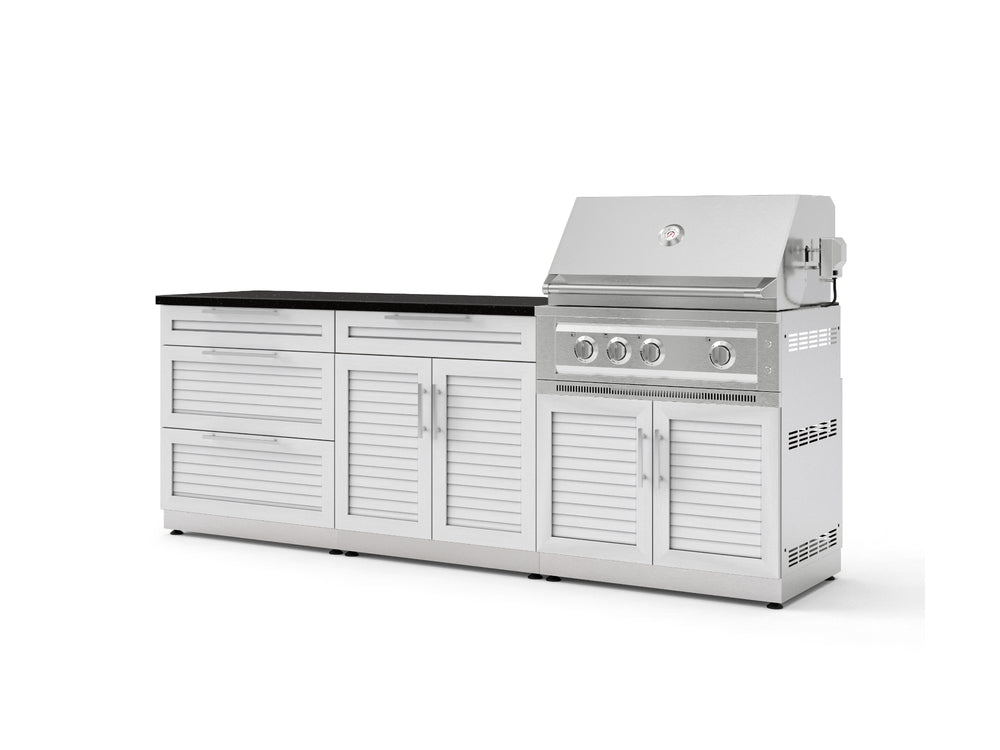 NewAge Outdoor Kitchens Stainless-Steel 5-Piece Cabinet Set with with 3-Drawer, Bar, Grill Cabinet, Platinum Grill and Countertop-73333-Garage Giant