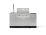 NewAge Outdoor Kitchens Outdoor Grill Island Stainless-Steel 5-Piece Cabinet Set with Sink, 3 Drawer, Grill Cabinet, Performance Grill and Stainless Steel Countertop - (Natural Gas) 