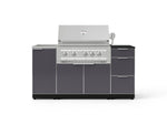 NewAge Outdoor Kitchens Outdoor Grill Island Aluminum 5-Piece Cabinet Set with Sink, 3 Drawer, Grill Cabinet, Platinum Grill and Stainless Steel Countertop - (Liquid Propane) 