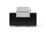 NewAge Outdoor Kitchens Outdoor Grill Island Aluminum 6-Piece Cabinet Set with Casters 3 Drawers, Grill Cabinet, Platinum Grill, Countertops 