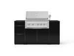 NewAge Outdoor Kitchens Outdoor Grill Island Aluminum 6-Piece Cabinet Set with 1 Door, 3 Drawer, Grill Cabinet, Platinum Grill and Dekton in Sirius Countertops - (Natural Gas) 