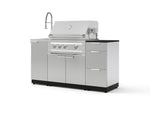 NewAge Outdoor Kitchens Outdoor Grill Island Stainless-Steel 5-Piece Cabinet Set with Sink, 3 Drawer, Grill Cabinet, Platinum Grill and Stainless Steel Countertop - (Liquid Propane) | Garage Giant 