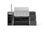 NewAge Outdoor Kitchens Outdoor Grill Island Aluminum 5-Piece Cabinet Set with Sink, 3 Drawer, Grill Cabinet, Performance Grill and Stainless Steel Countertop - (Liquid Propane) 