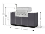 NewAge Outdoor Kitchens Outdoor Grill Island Aluminum 5-Piece Cabinet Set with Sink, 1 Door, Grill Cabinet, Performance Grill and Stainless Steel Countertop - (Liquid Propane) 
