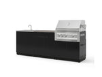 NewAge Outdoor Kitchens Aluminum 5-Piece Cabinet Set with Bar, Sink, Grill Cabinet, Platinum Grill, and Countertop-73414-Garage Giant 