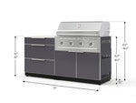 NewAge Outdoor Kitchens Aluminum 4-Piece Cabinet Set with 3 Drawer, Grill Cabinet, Performance Grill and Countertop - (Liquid Propane) 