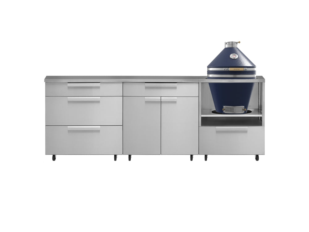 NewAge Outdoor Kitchens Stainless Steel 5-Piece Cabinet Set With Casters and 3 Drawer, Bar, Kamado, Kamado Cabinet, Countertop-72687-Garage Giant