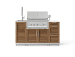 NewAge Outdoor Kitchens Outdoor Grill Island Stainless-Steel Louvered 5-Piece Cabinet Set with Sink, 3 Drawer, Grill Cabinet, Platinum Grill and Stainless Steel Countertop - (Liquid Propane) 