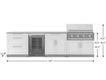 NewAge Outdoor Kitchens Stainless Steel 7-Piece Cabinet Set with 3-Drawer, Bar, Grill Cabinet, Performance Grill, Countertops, and Glass Door Fridge-71430-Garage Giant 