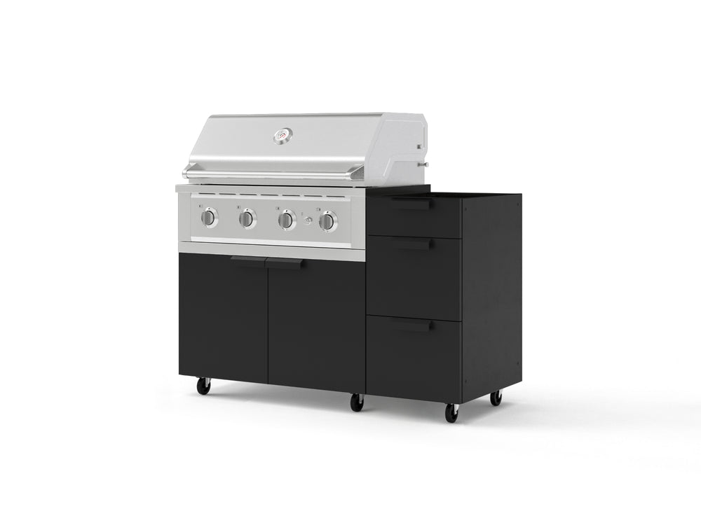 NewAge Outdoor Kitchens Outdoor Grill Island Stainless-Steel 3-Piece Cabinet Set with Casters and 3-Drawer, Grill Cabinet and Performance Grill - (Liquid Propane) | Garage Giant