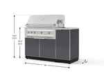 NewAge Outdoor Kitchens Outdoor Grill Island Aluminum 4-Piece Cabinet Set with 1 Door, Grill Cabinet, Platinum Grill and Countertop-73883-Garage Giant 