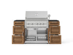 NewAge Outdoor Kitchens Outdoor Grill Island Stainless-Steel Louvered Doors 6-Piece Cabinet Set with 3 Drawers, Grill Cabinet, Platinum Grill and Dekton in Sirius Countertops - (Natural Gas) 