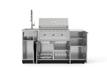NewAge Outdoor Kitchens Outdoor Grill Island Stainless-Steel 5-Piece Cabinet Set with Sink, 1 Door, Grill Cabinet, Performance Grill and Stainless Steel Countertop - (Natural Gas) 