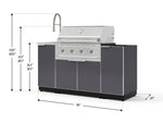 NewAge Outdoor Kitchens Outdoor Grill Island Aluminum 5-Piece Cabinet Set with Sink, 1 Door, Grill Cabinet, Performance Grill and Stainless Steel Countertop - (Liquid Propane) 