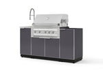 NewAge Outdoor Kitchens Outdoor Grill Island Aluminum 5-Piece Cabinet Set with Sink, 1 Door, Grill Cabinet, Platinum Grill and Stainless Steel Countertop - (Liquid Propane) | Garage Giant 