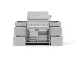 NewAge Outdoor Kitchens Outdoor Grill Island Stainless-Steel 5-Piece Cabinet Set with 3 Drawers, Grill Cabinet and Platinum Grill - (Natural Gas) 