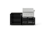 NewAge Outdoor Kitchens Aluminum 4-Piece Cabinet Set with Base, Grill Cabinet, Platinum Grill, and Countertop-73453-Garage Giant 