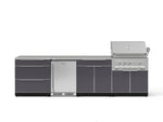 NewAge Outdoor Kitchens Aluminum 7-Piece Cabinet Set with 3-Drawer, Bar, Grill Cabinet, Platinum Grill, Countertops and Fridge-66543-Garage Giant 