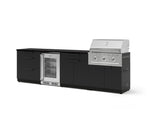 NewAge Outdoor Kitchens Stainless Steel 7-Piece Cabinet Set with 3-Drawer, Bar, Grill Cabinet, Performance Grill, Countertops, and Glass Door Fridge-73602-Garage Giant 