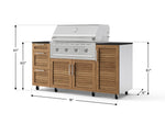 NewAge Outdoor Kitchens Outdoor Grill Island Stainless-Steel Louvered Doors 6-Piece Cabinet Set with Casters 1 Door, 3 Drawer, Grill Cabinet, Performance Grill and Dekton in Sirius Countertops - (Liquid Propane) 