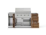 NewAge Outdoor Kitchens Outdoor Grill Island Stainless-Steel Louvered Doors 5-Piece Cabinet Set with Sink, 3 Drawer, Grill Cabinet, Performance Grill and Stainless Steel Countertop - (Natural Gas) 