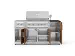 NewAge Outdoor Kitchens Outdoor Grill Island Stainless-Steel Louvered Doors 6-Piece Cabinet Set with 1-Door, Grill Cabinet, Platinum Grill, Dual Side Burner and Dekton in Sirius Countertop - (Liquid Propane) 