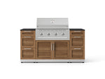 NewAge Outdoor Kitchens Outdoor Grill Island Stainless-Steel Louvered Doors 6-Piece Cabinet Set with 3 Drawers, Grill Cabinet, Performance Grill and Dekton in Sirius Countertops - (Natural Gas) 