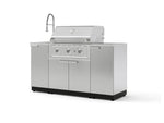 NewAge Outdoor Kitchens Outdoor Grill Island Stainless-Steel 5-Piece Cabinet Set with Sink, 1 Door, Grill Cabinet, Performance Grill and Stainless Steel Countertop-75378-Garage Giant 