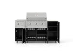 NewAge Outdoor Kitchens Outdoor Grill Island Aluminum 6-Piece Cabinet Set with Casters and 1-Door, Grill Cabinet, Performance Grill, Side Burner and Dekton in Aeris Countertop - (Liquid Propane) 
