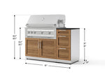 NewAge Outdoor Kitchens Outdoor Grill Island Stainless-Steel Louvered Doors 4-Piece Cabinet Set with 3-Drawer, Grill Cabinet, Platinum Grill and Dekton in Sirius Countertop - (Liquid Propane) 