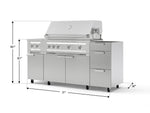 NewAge Outdoor Kitchens Outdoor Grill Island Stainless-Steel 5-Piece Cabinet Set with Casters and 3-Drawer, Grill Cabinet, Dual Side Burner and Platinum Grill - (Liquid Propane) 