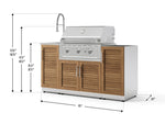 NewAge Outdoor Kitchens Outdoor Grill Island Stainless-Steel Louvered Doors 5-Piece Cabinet Set with Sink, 1 Door, Grill Cabinet, Performance Grill and Stainless Steel Countertop - (Liquid Propane) 