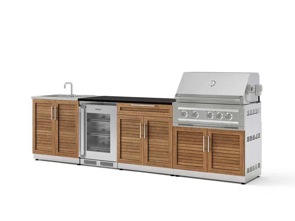 NewAge Outdoor Kitchens Stainless Steel 6-Piece Cabinet Set with Sink, Bar, Grill Cabinet, Platinum Grill, Countertop and Fridge-72037-Garage Giant