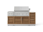 NewAge Outdoor Kitchens Outdoor Grill Island Stainless-Steel Louvered Doors 6-Piece Cabinet Set with 3-Drawer, Grill Cabinet, Platinum Grill, Dual Side Burner and Dekton in Aeris Countertop - (Liquid Propane) 