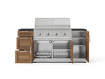 NewAge Outdoor Kitchens Outdoor Grill Island Stainless-Steel Louvered Doors 6-Piece Cabinet Set with 1 Door, 3 Drawer, Grill Cabinet, Performance Grill and Dekton in Sirius Countertops - (Liquid Propane) 