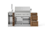 NewAge Outdoor Kitchens Outdoor Grill Island Stainless-Steel Louvered 5-Piece Cabinet Set with Sink, 3 Drawer, Grill Cabinet, Platinum Grill and Stainless Steel Countertop - (Liquid Propane) 
