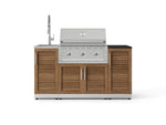 NewAge Outdoor Kitchens Outdoor Grill Island Stainless-Steel Louvered Doors 5-Piece Cabinet Set with Sink, 1 Door, Grill Cabinet, Performance Grill and Stainless Steel Countertop - (Natural Gas) 
