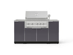 NewAge Outdoor Kitchens Outdoor Grill Island Aluminum 5-Piece Cabinet Set with Sink, 1 Door, Grill Cabinet, Platinum Grill and Stainless Steel Countertop-74645-Garage Giant 
