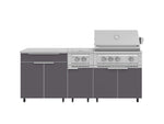 NewAge Outdoor Kitchens Aluminum 6-Piece Cabinet Set with Casters and Platinum Grill, Dual Side Burner, Bar, Grill Cabinet, Countertop-72552-Garage Giant 