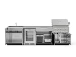 NewAge Outdoor Kitchens Stainless Steel 6-Piece Cabinet Set with Sink, Bar, Grill Cabinet, Platinum Grill, Countertop and Fridge-66364-Garage Giant 