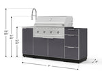 NewAge Outdoor Kitchens Outdoor Grill Island Aluminum 5-Piece Cabinet Set with Sink, 3 Drawer, Grill Cabinet, Performance Grill and Stainless Steel Countertop - (Natural Gas) 