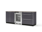 NewAge Outdoor Kitchens Aluminum 5-Piece Cabinet Set with 3-Drawer, 2-Door Cabinet, Countertops and Fridge-72121-Garage Giant 