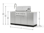 NewAge Outdoor Kitchens Outdoor Grill Island Stainless-Steel 5-Piece Cabinet Set with Sink, 1 Door, Grill Cabinet, Platinum Grill and Stainless Steel Countertop - (Natural Gas) 